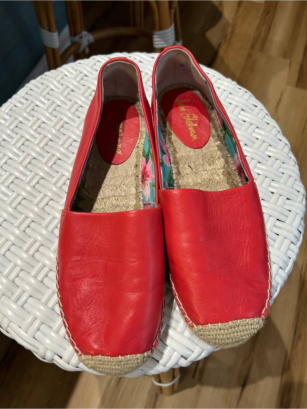 Sam Edelman Size 10 Lynn Orange Leather Slip-On Espadrilles